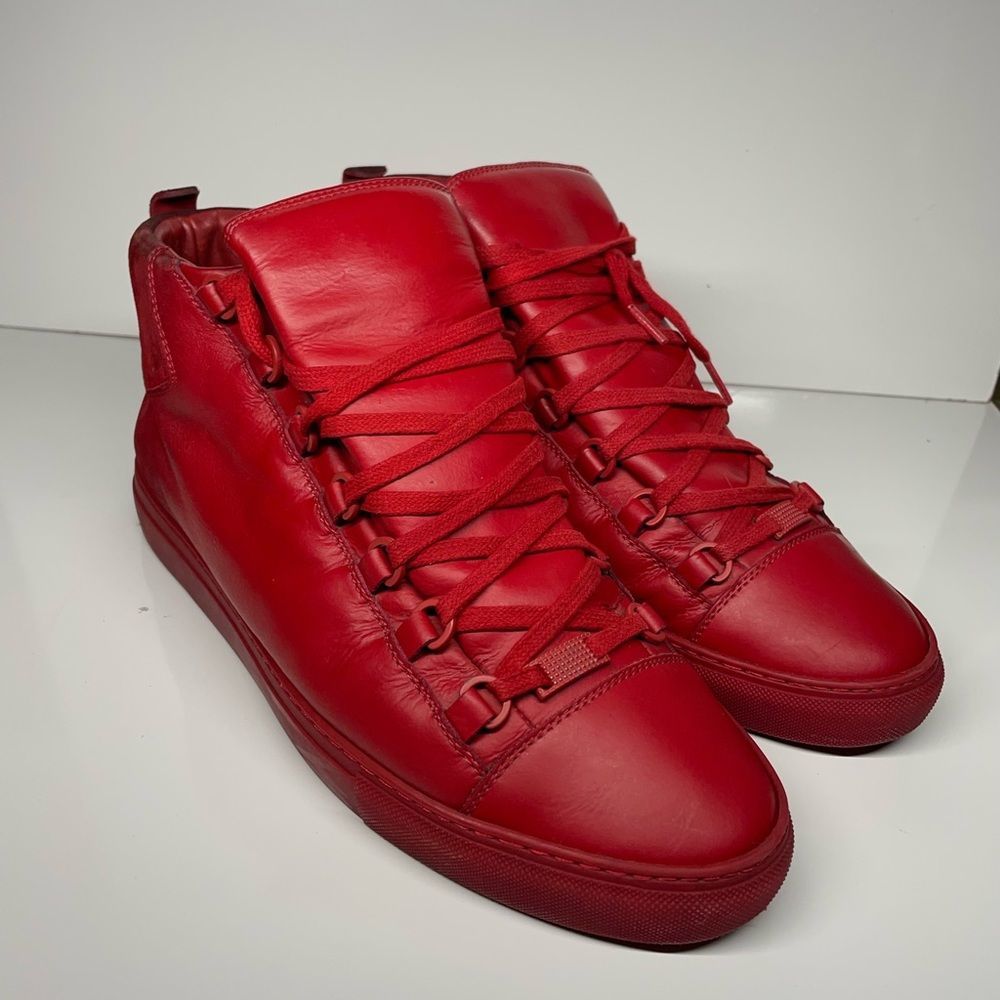 Mens Balenciaga Arena High Top Red Shoes Casual Sneakers Authentic US 10 EU 43